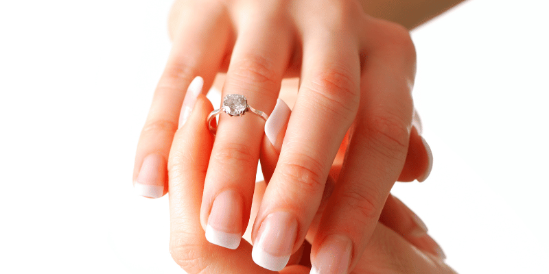 Solitaire ring on hand